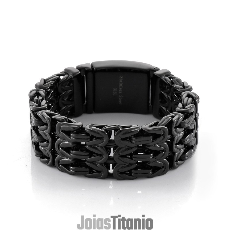 Pulseira Masculina De Titânio Vazada Em Formato De V