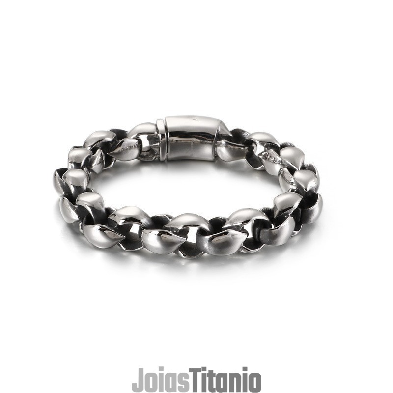 Pulseira Masculina De Titânio Com Cordão O