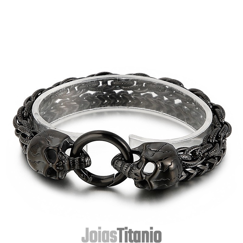 Pulseira Masculina De Titânio Com Caveira E Estilo Chique E Moderno Pulseira Masculina De Titânio Com Caveira E Estilo Chique E Moderno