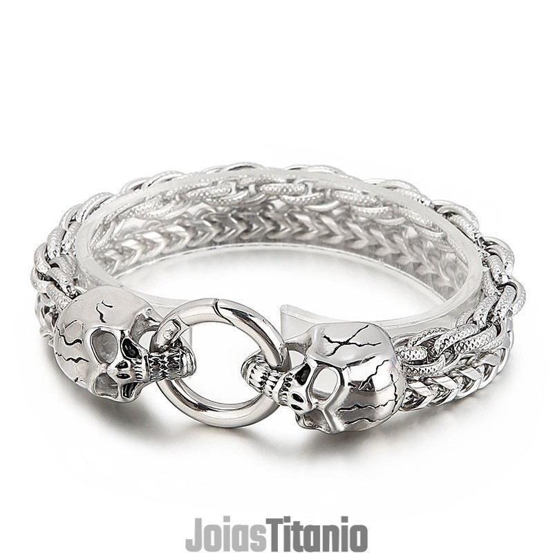 Pulseira De Titânio Estilo Caveira Estilosa E Chique Para Homens