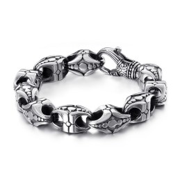 Pulseira De Titânio Com Zircônia Floral E Cruz Para Homens
