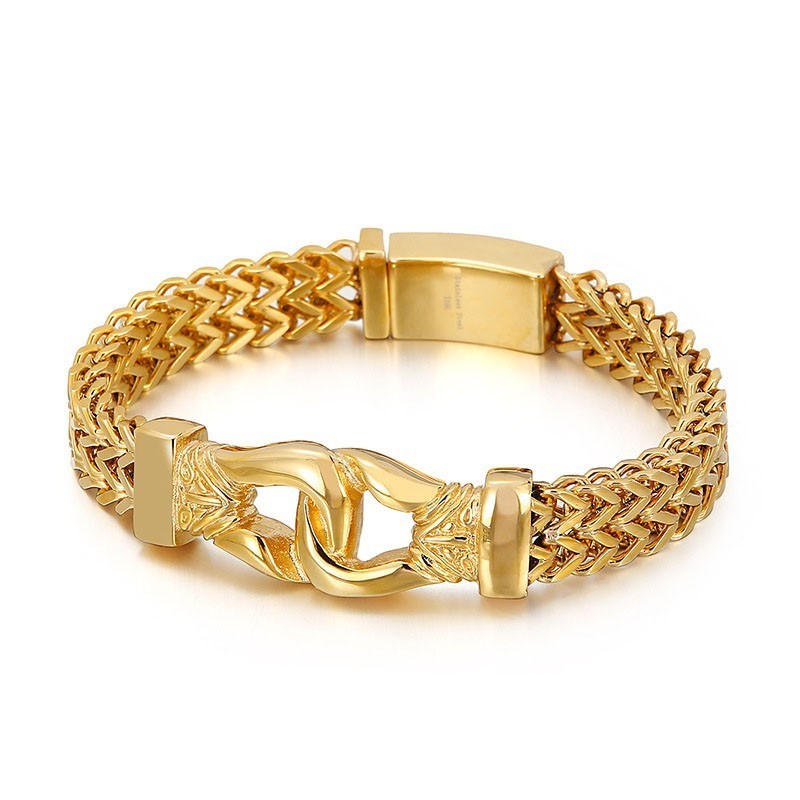 Pulseira Masculina Street Cool Double Keel Gold De Titânio