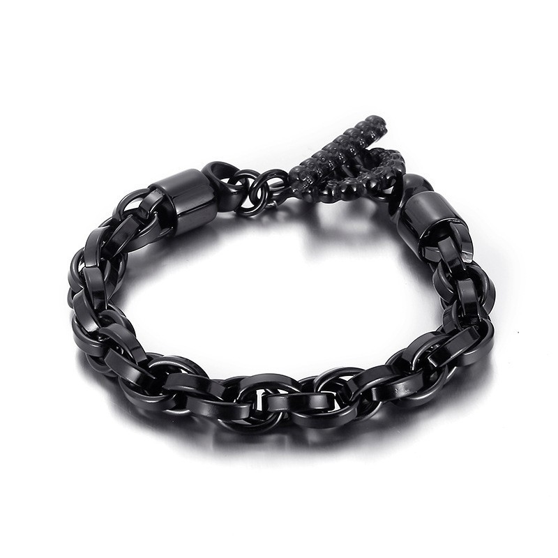 Pulseira Masculina De Titânio Com Fivela De Caveira Da Moda