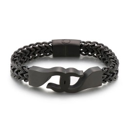 Pulseira Masculina De Titânio Com Gancho Cruzado E Acessórios