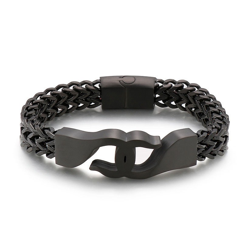 Pulseira Masculina De Titânio Com Gancho Cruzado E Acessórios Pulseira Masculina De Titânio Com Gancho Cruzado E Acessórios