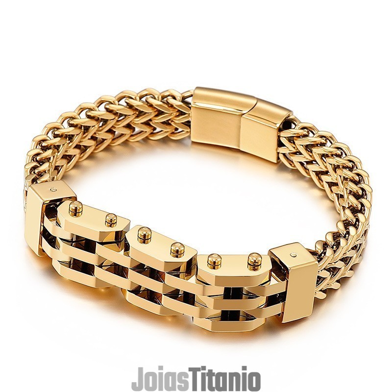 Pulseira De Titânio Dupla Camada E Fileira Dupla Para Homens Pulseira De Titânio Dupla Camada E Fileira Dupla Para Homens