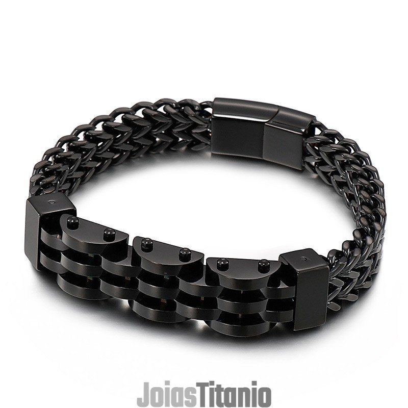 Pulseira De Titânio Dupla Camada E Fileira Dupla Para Homens