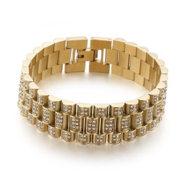 Pulseira Masculina De Titânio Com Conjunto De Diamantes American Hiphop Tank