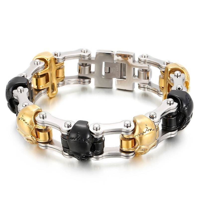 Pulseira De Titânio Com Caveira Popular E Estilosa Para Homens
