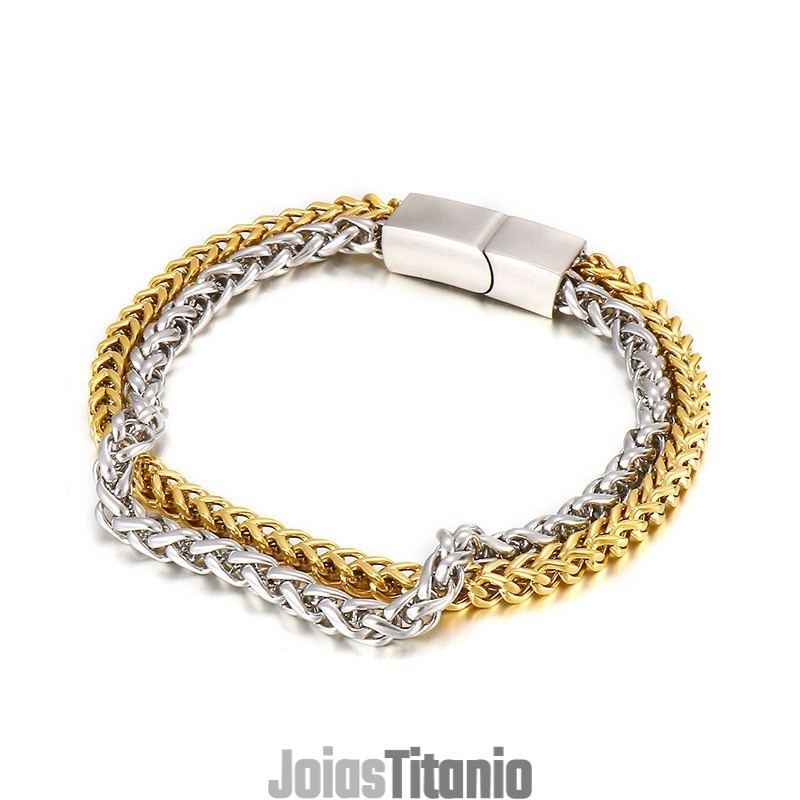 Pulseira Masculina De Titânio Com Dupla Camada, Estilosa E Chique Pulseira Masculina De Titânio Com Dupla Camada, Estilosa E Chique