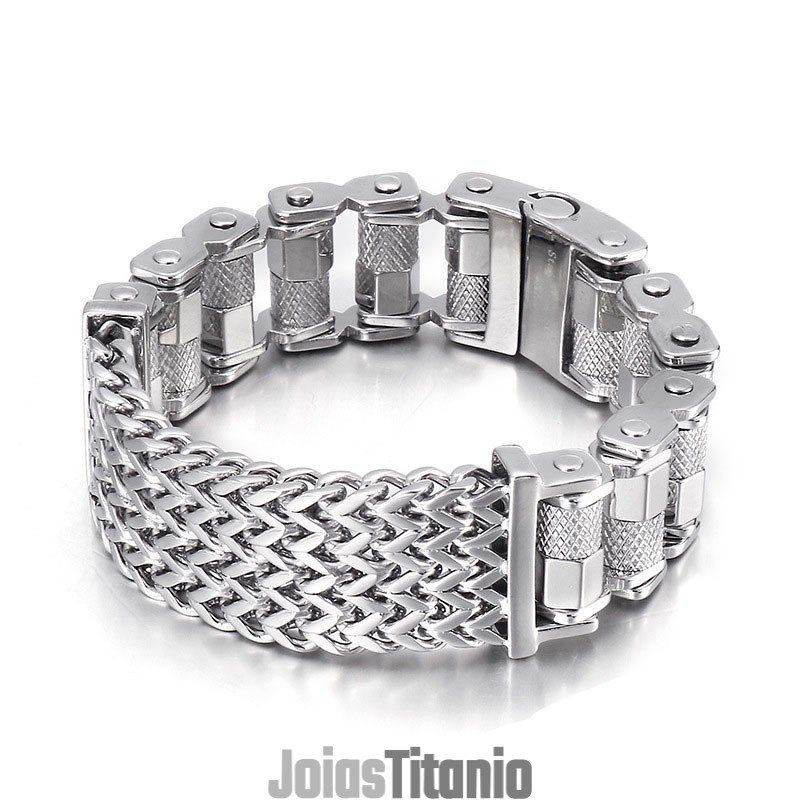 Pulseira De Titânio Masculina Com Pulseira De Motociclista De Aço Popular