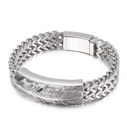 Pulseira De Titânio Com Penas De Hip-Hop Da Moda Masculina