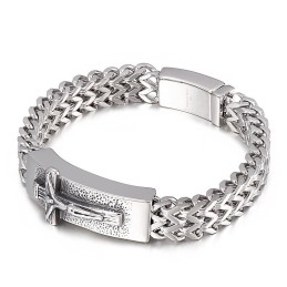 Pulseira Masculina Hip Hop Cross De Titânio