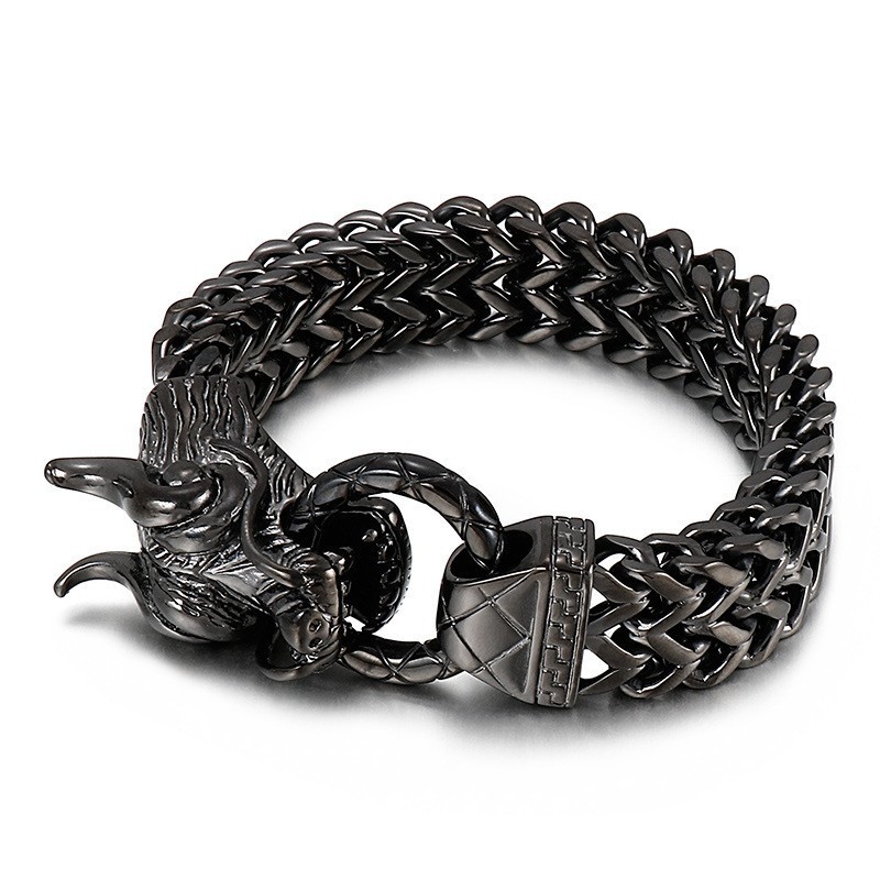 Nova Pulseira Masculina De Titânio Com Cabeça De Dragão Nova Pulseira Masculina De Titânio Com Cabeça De Dragão