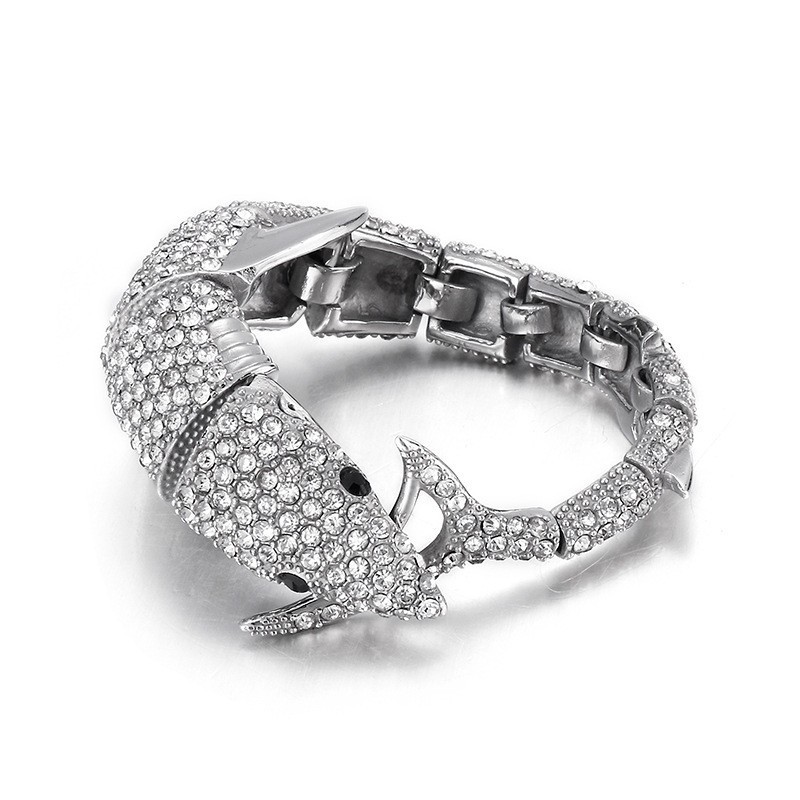 Pulseira De Titânio Masculina Fashion Dolphin Com Diamantes Pulseira De Titânio Masculina Fashion Dolphin Com Diamantes