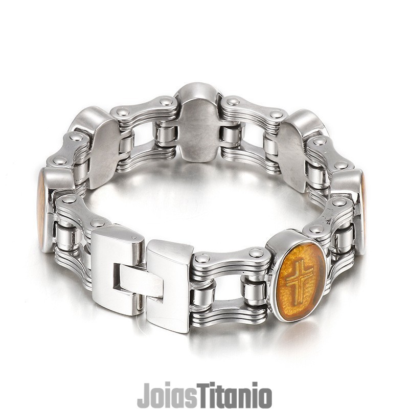Pulseira De Titânio Masculina Street Fashion Cross Bicycle Pulseira De Titânio Masculina Street Fashion Cross Bicycle