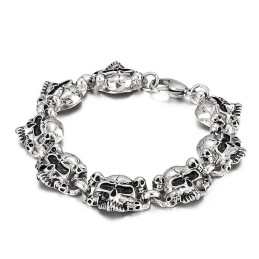 Pulseira De Titânio Masculina Com Cabeça De Caveira E Fantasma Da Moda Popular