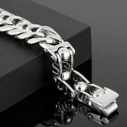 Pulseira De Titânio Masculina Estilo Chique Com Contas Redondas Da Moda