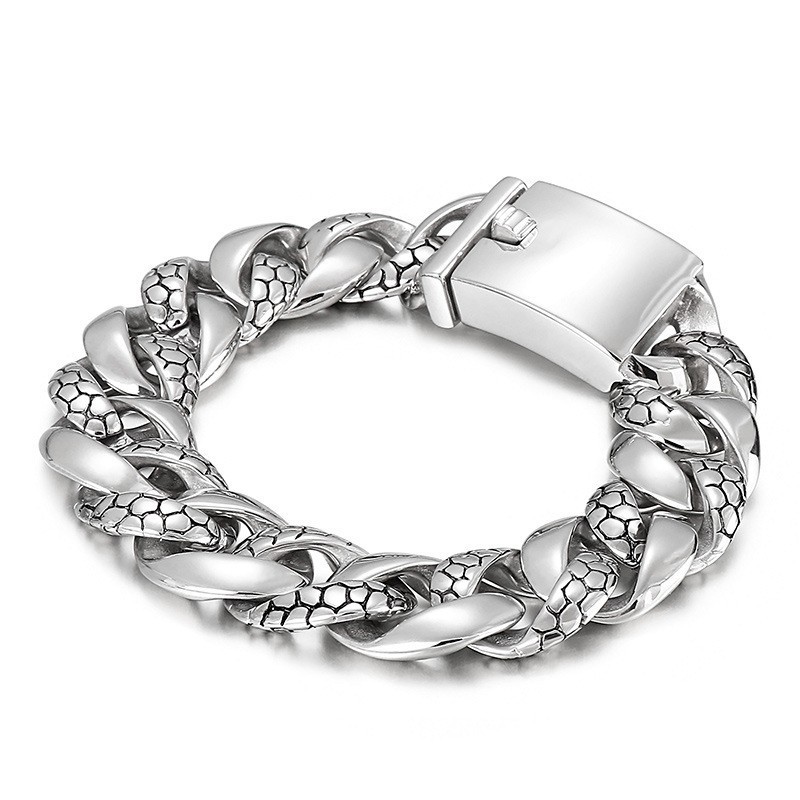 Pulseira De Titânio Com Padrão De Cobra Popular Para Homens Pulseira De Titânio Com Padrão De Cobra Popular Para Homens