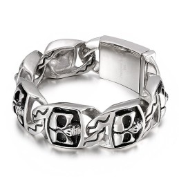 Pulseira De Titânio Masculina Com Caveira Popular E Estilosa
