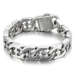 Pulseira De Titânio Estilo Chique Com Cruz Vazada Para Homens