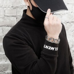 Pulseira De Titânio Estilo Street Style Masculina Com Estampa De Cobra