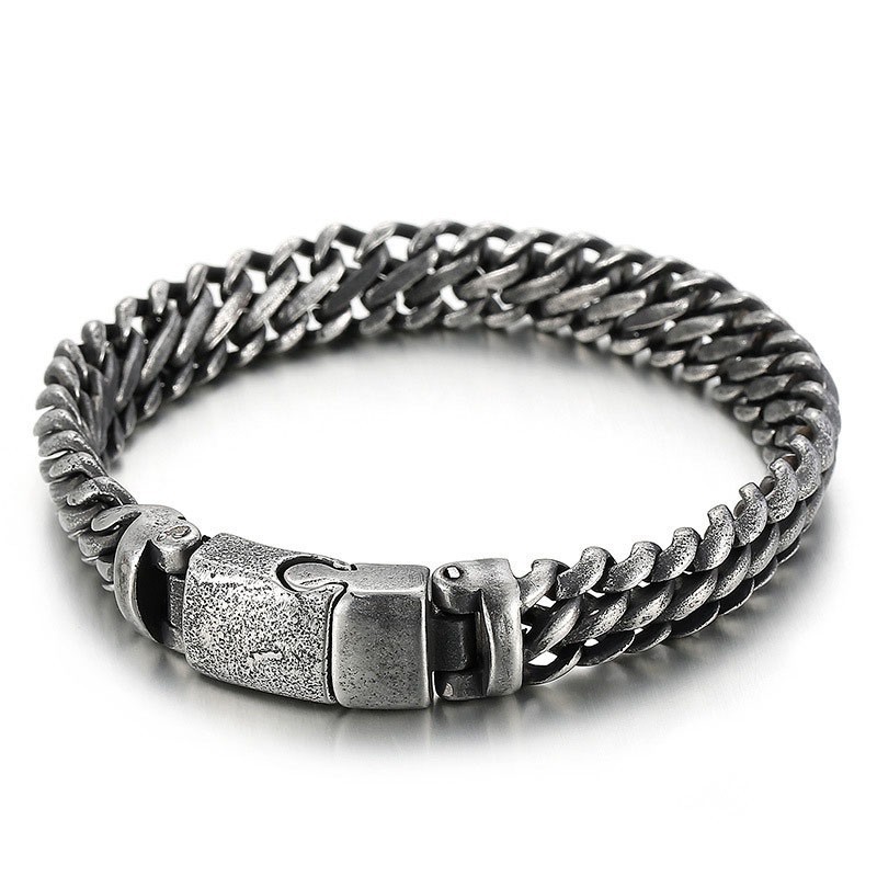 Pulseira Masculina De Titânio Com Fecho De Pressão E Malha Simples E Estilosa
