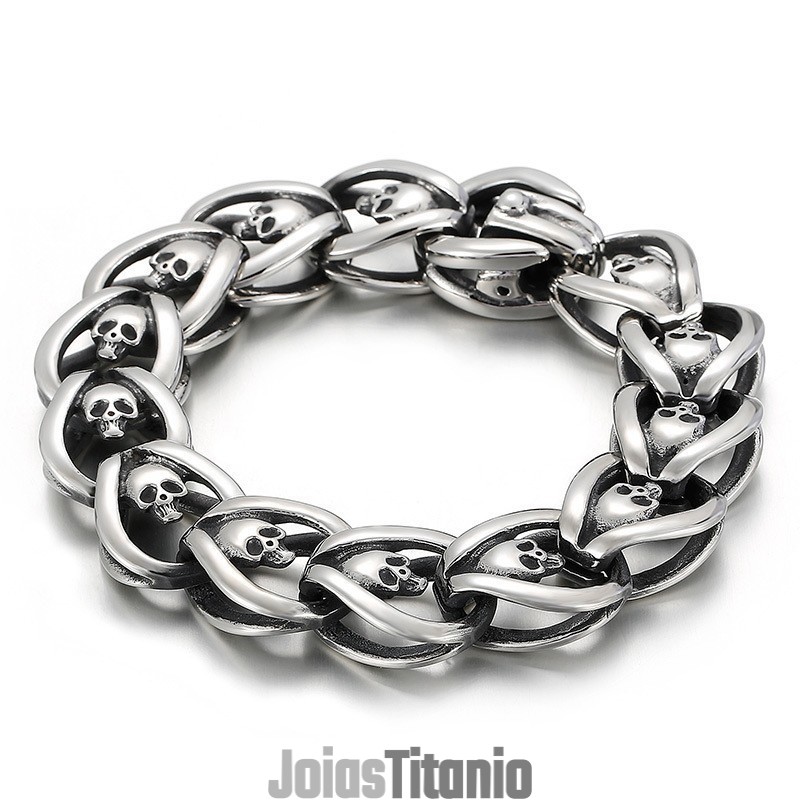 Pulseira De Caveira De Titânio Masculina Da Moda