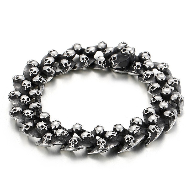 Pulseira De Caveira De Titânio Masculina Da Moda Pulseira De Caveira De Titânio Masculina Da Moda