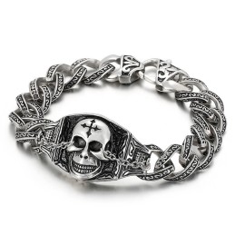 Pulseira Masculina Caveira De Titânio