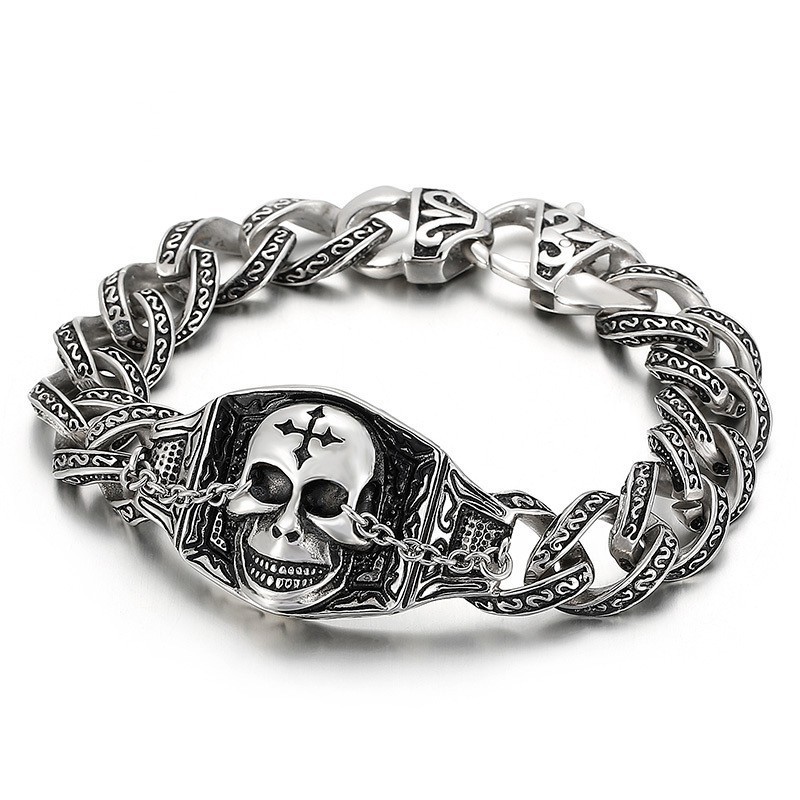 Pulseira Masculina Caveira De Titânio Pulseira Masculina Caveira De Titânio