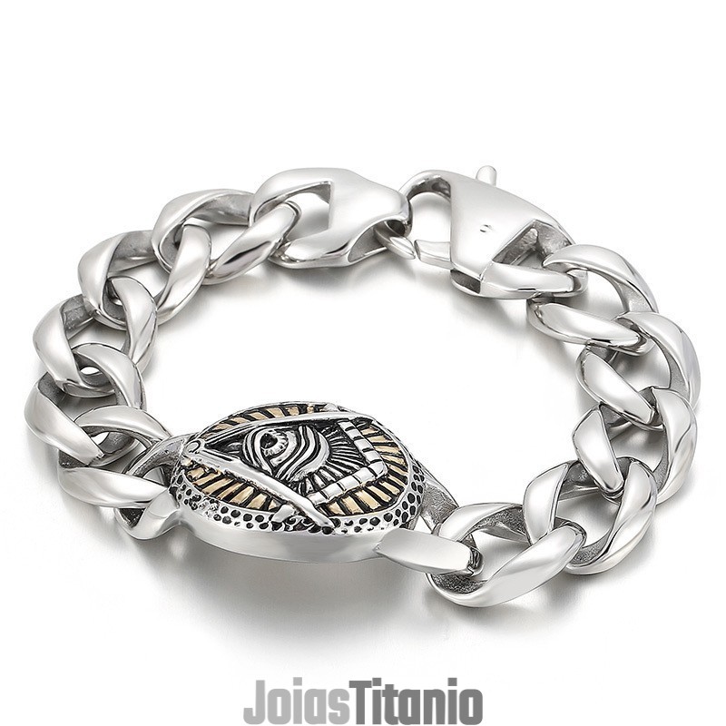 Pulseira Masculina Caveira De Titânio Pulseira Masculina Caveira De Titânio