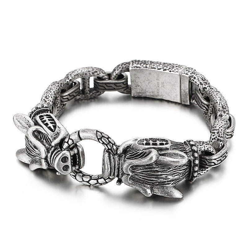 Pulseira Chic Style Titanium Wild Javali Pulseira Masculina