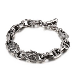 Corrente De Palavra De Titânio Da Moda Com Cabeça De Leão, Pulseira Masculina, Acessórios De Palco