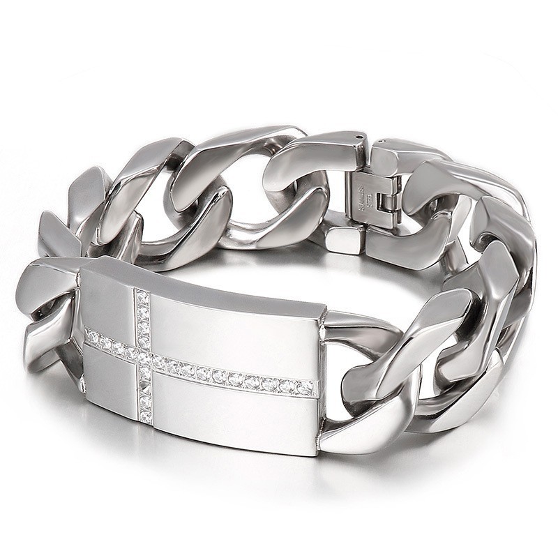 Pulseira Tide Masculina Fashion Titanium Cross Pulseira Tide Masculina Fashion Titanium Cross
