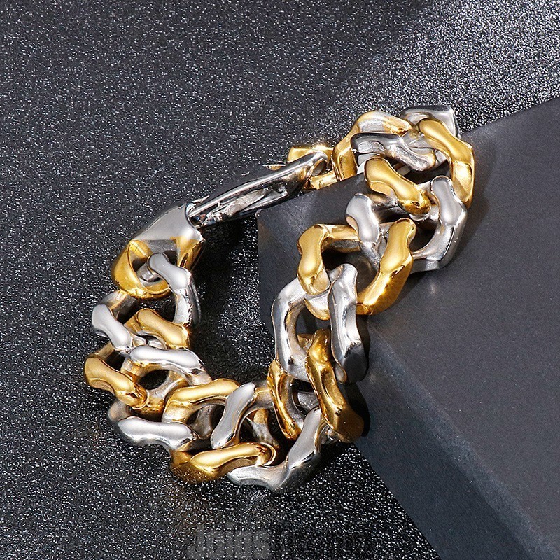 Pulseiras Masculinas De Ouro Intercalado Com Quatro Lados E Joias De Moagem