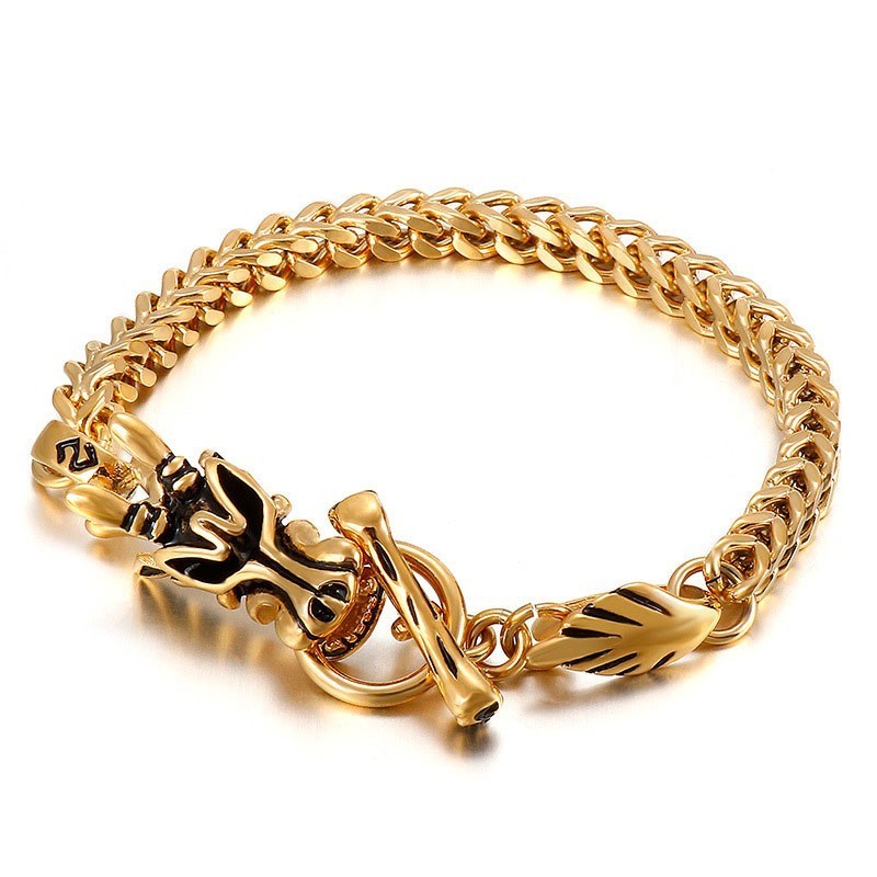 Pulseira De Titânio Com Cabeça De Dragão Da Fashion Street Pulseira De Titânio Com Cabeça De Dragão Da Fashion Street