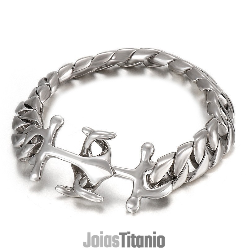 Pulseira Masculina Titanium Chic Wind Boat Anchor