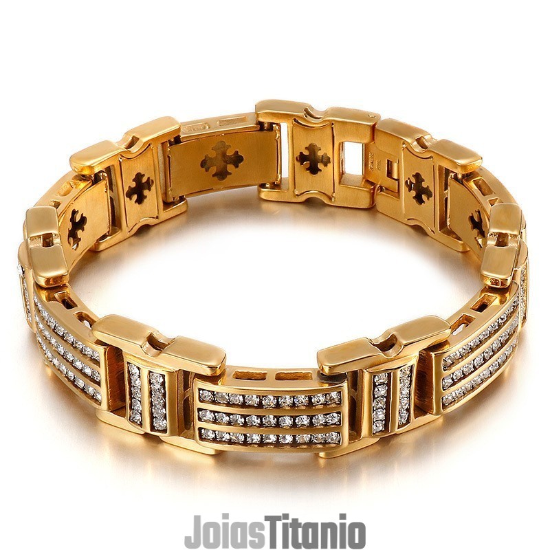 Pulseiras Masculinas De Titânio Com Diamantes