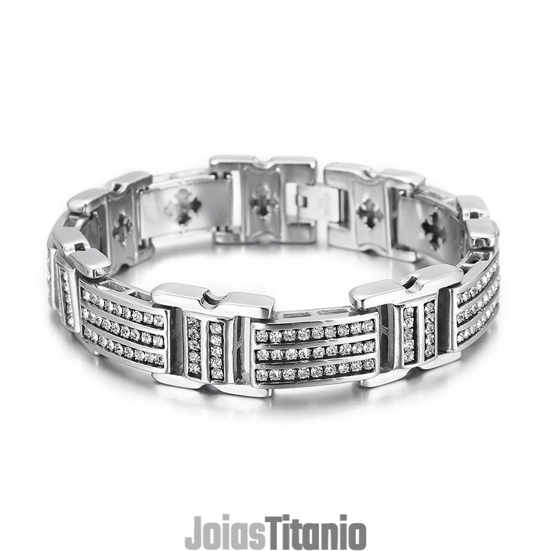 Pulseiras Masculinas De Titânio Com Diamantes