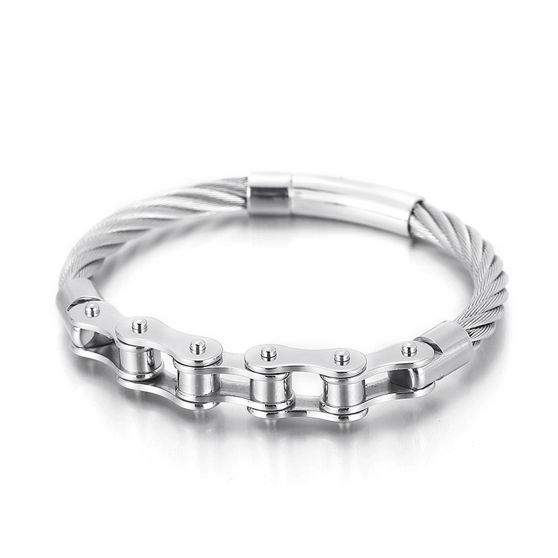 Pulseira De Corrente De Motociclista De Titânio Estilo Chique Para Homens E Mulheres