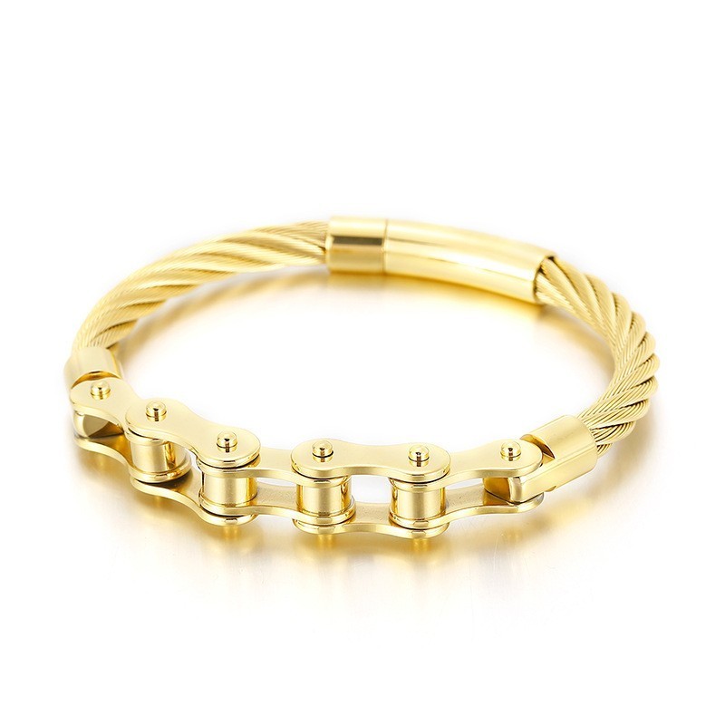 Pulseira De Corrente De Motociclista De Titânio Estilo Chique Para Homens E Mulheres