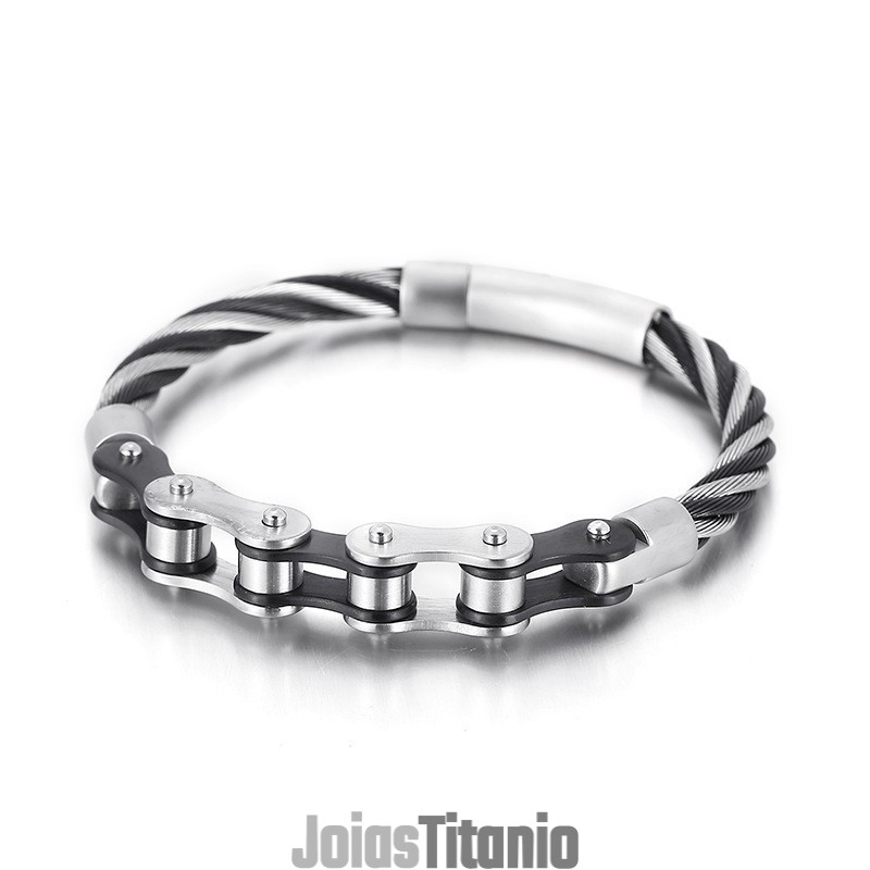 Pulseira De Corrente De Motociclista De Titânio Estilo Chique Para Homens E Mulheres