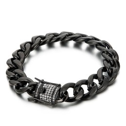 Pulseira Com Corrente De Motociclista E Fivela De Barba De Dragão Com Diamantes