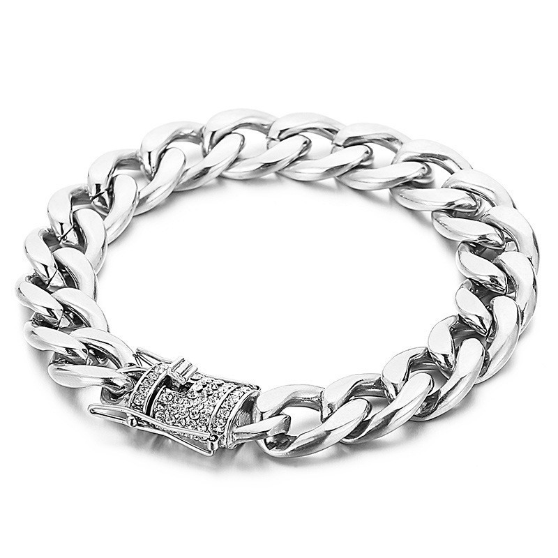 Pulseira Com Corrente De Bicicleta E Fivela De Barba De Dragão Com Diamante Pulseira Com Corrente De Bicicleta E Fivela De Barba De Dragão Com Diamante