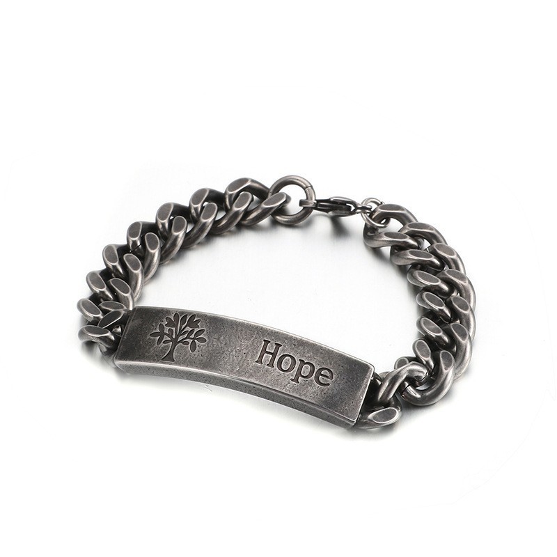 Pulseira Masculina De Titânio Com Formato De Árvore Da Vida