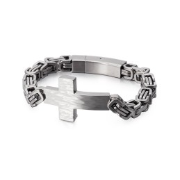 Pulseira Masculina Com Curva Cruzada E Corrente Traseira Em Formato De Imperador