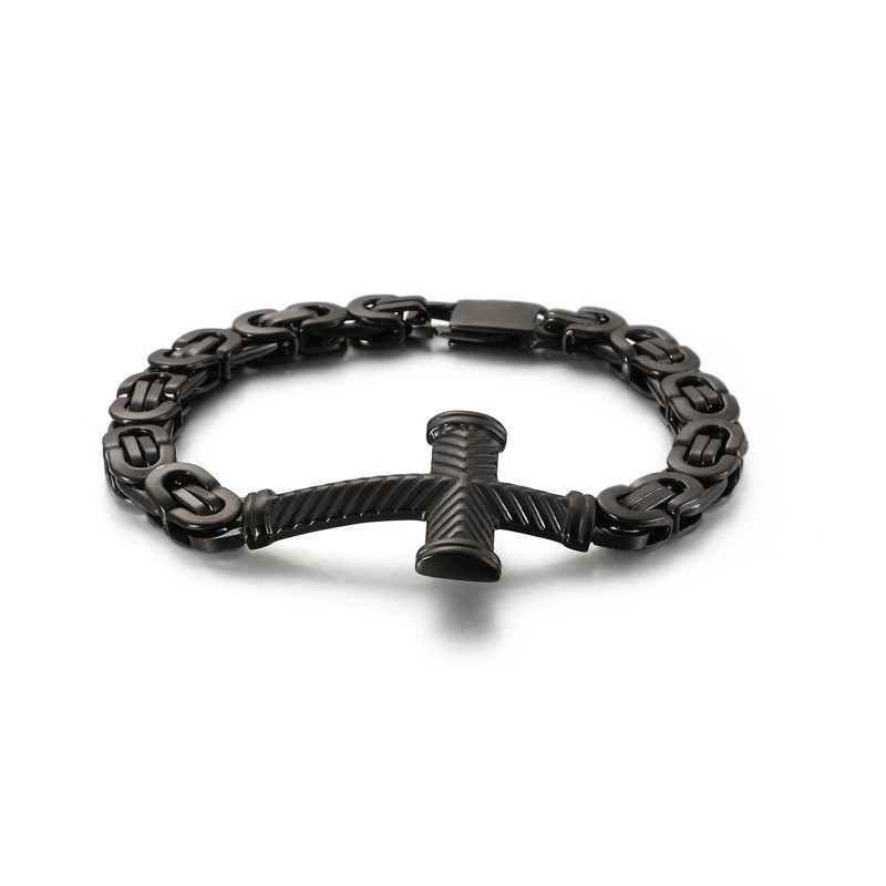 Pulseira Masculina Barata De Titânio Com Cruz Pulseira Masculina Barata De Titânio Com Cruz
