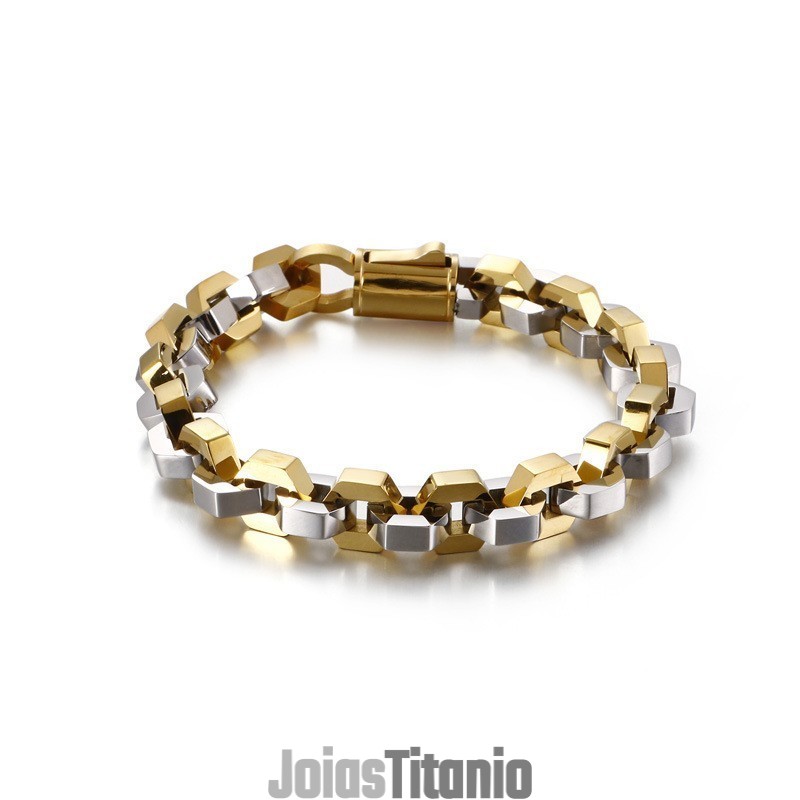 Pulseira Da Moda Geométrica Masculina Titânio Acessórios Maré