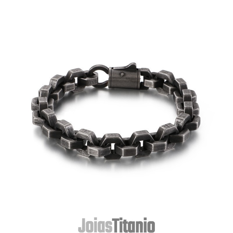 Pulseira Geométrica Masculina De Titânio